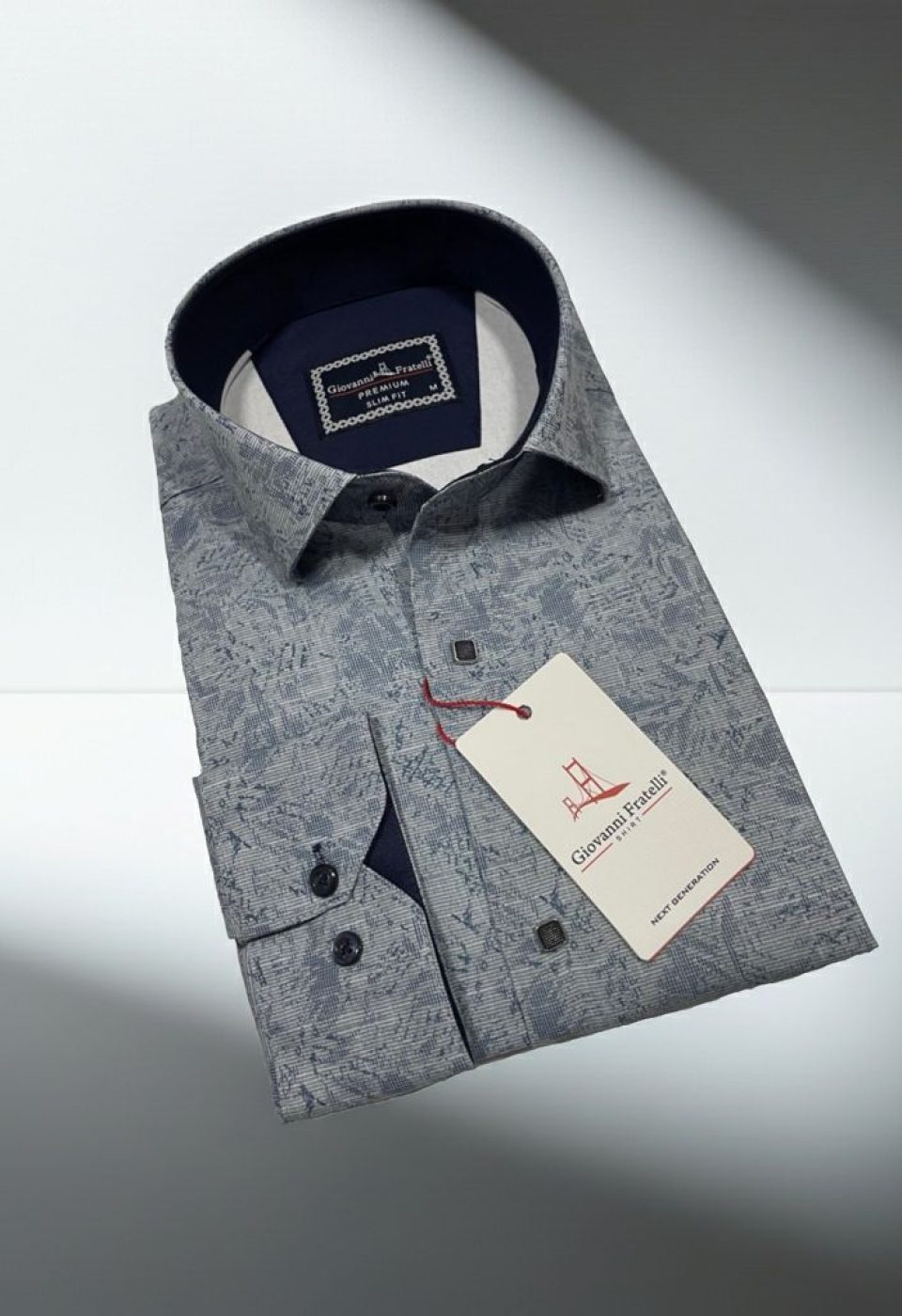 Slim Fit Uzun Kol Desenli Erkek Gömlek 3GMK314104005