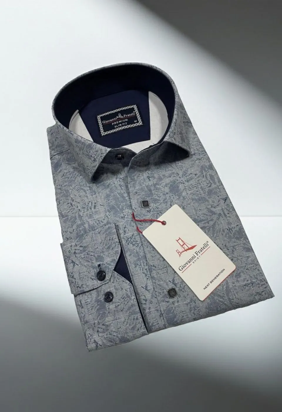 Slim Fit Uzun Kol Desenli Erkek Gömlek 3GMK314104005