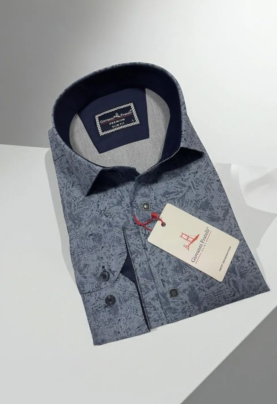 Slim Fit Uzun Kol Desenli Erkek Gömlek 3GMK314104007