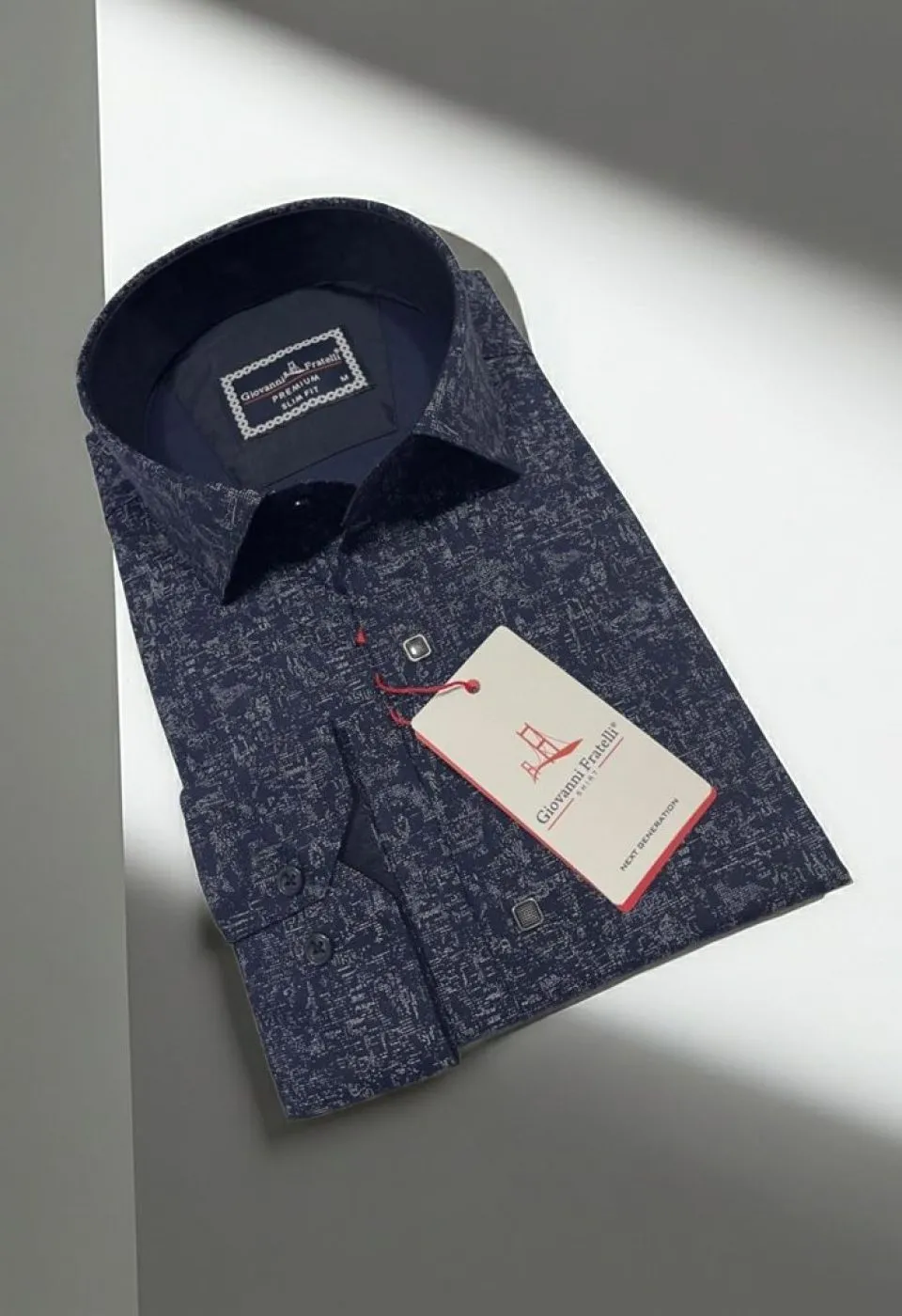 Slim Fit Uzun Kol Desenli Erkek Gömlek 3GMK314105004