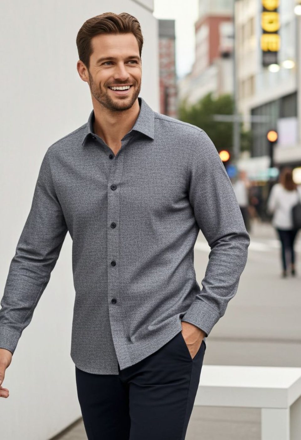 Slim Fit Uzun Kol Desenli Erkek Gömlek 3GMK314108002 - Giovanni Fratelli