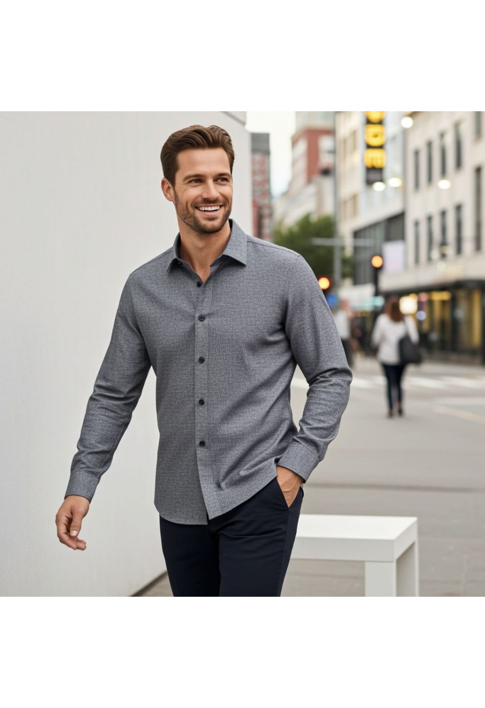 Slim Fit Uzun Kol Desenli Erkek Gömlek 3GMK314108002 - Giovanni Fratelli