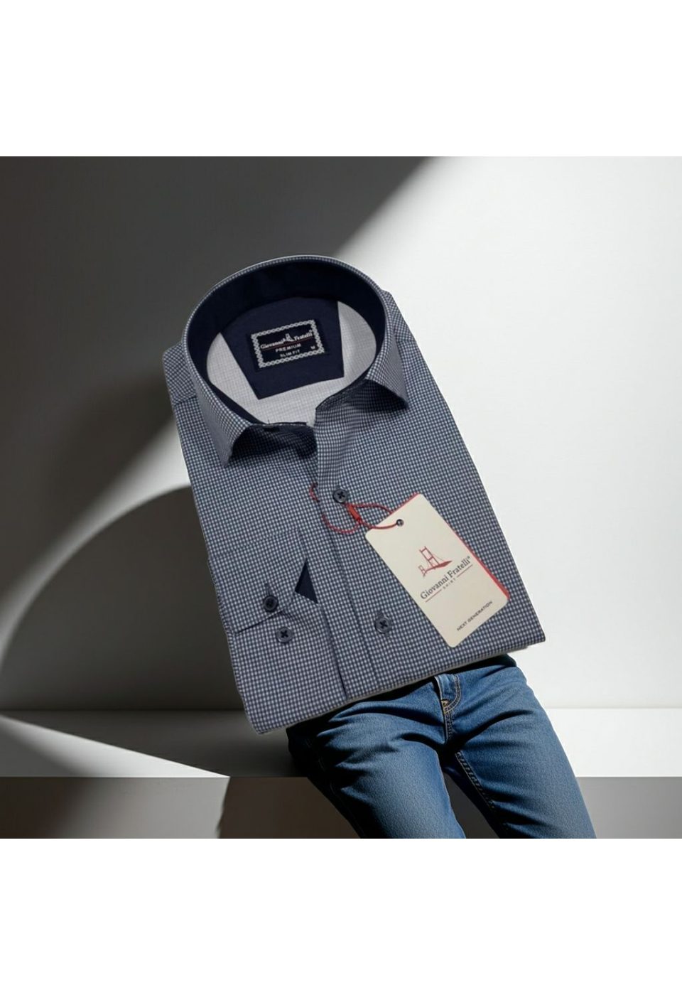 Slim Fit Uzun Kol Desenli Erkek Gömlek 3GMK314109002 - Giovanni Fratelli