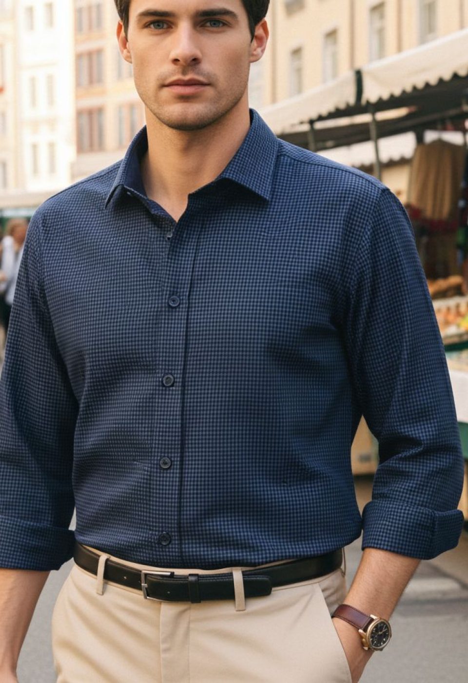 Slim Fit Uzun Kol Desenli Erkek Gömlek 3GMK314109009