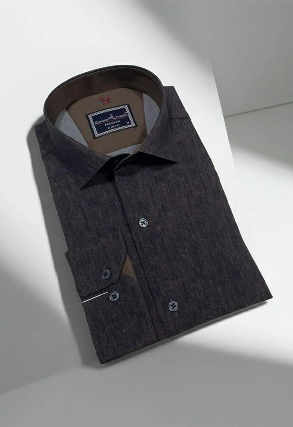 Slim Fit Uzun Kol Desenli Erkek Gömlek 3GMK314110002