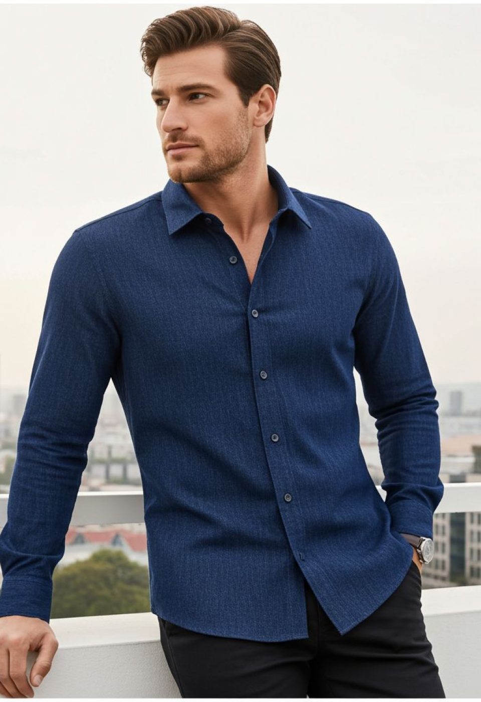 Slim Fit Uzun Kol Desenli Erkek Gömlek 3GMK314110003 - Giovanni Fratelli