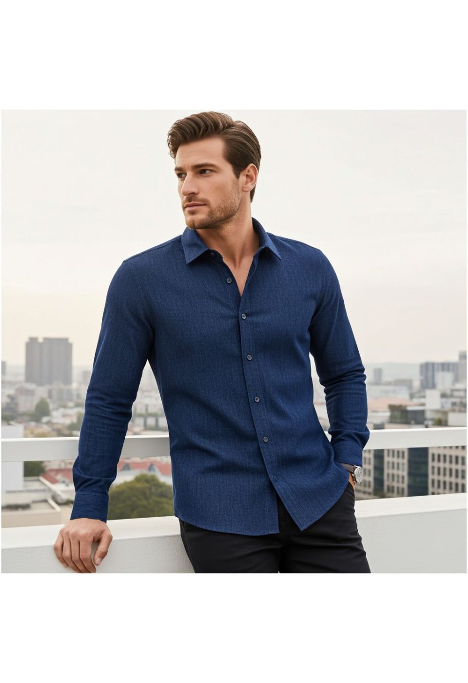Slim Fit Uzun Kol Desenli Erkek Gömlek 3GMK314110003 - Giovanni Fratelli