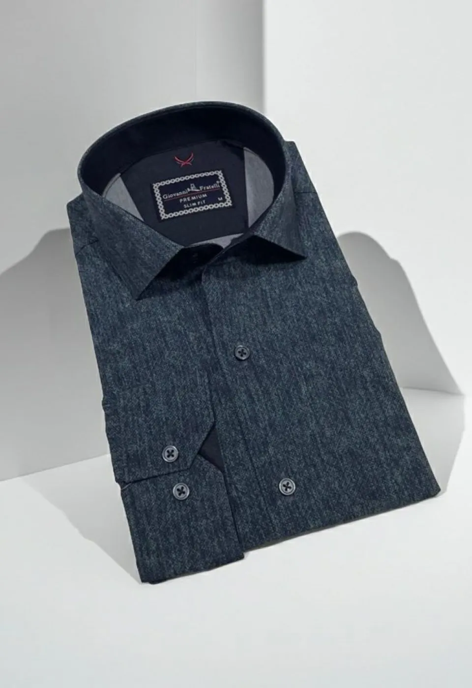 Slim Fit Uzun Kol Desenli Erkek Gömlek 3GMK314110004