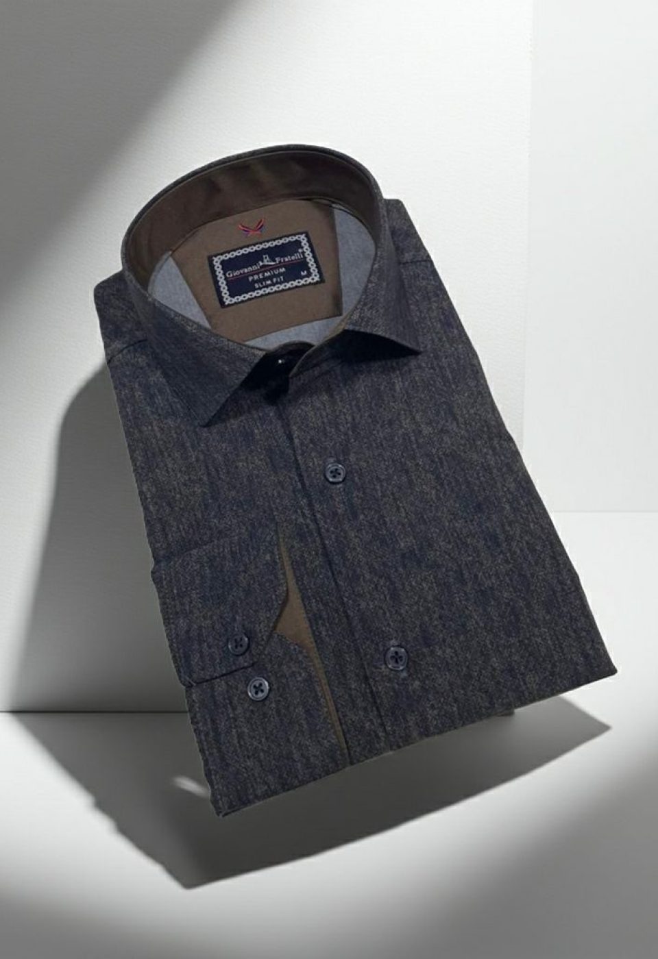 Slim Fit Uzun Kol Desenli Erkek Gömlek 3GMK314110005