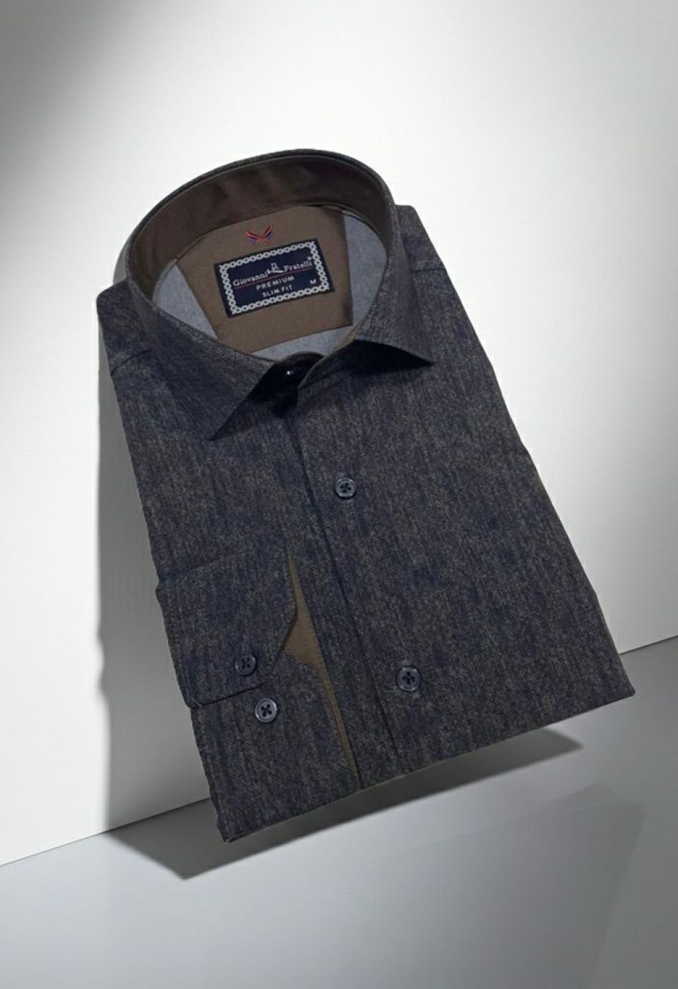 Slim Fit Uzun Kol Desenli Erkek Gömlek 3GMK314110005