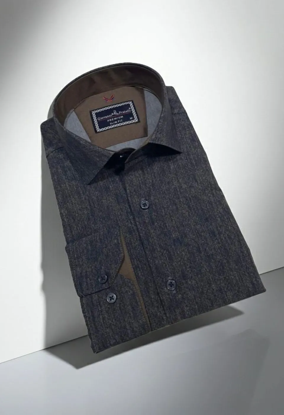 Slim Fit Uzun Kol Desenli Erkek Gömlek 3GMK314110005