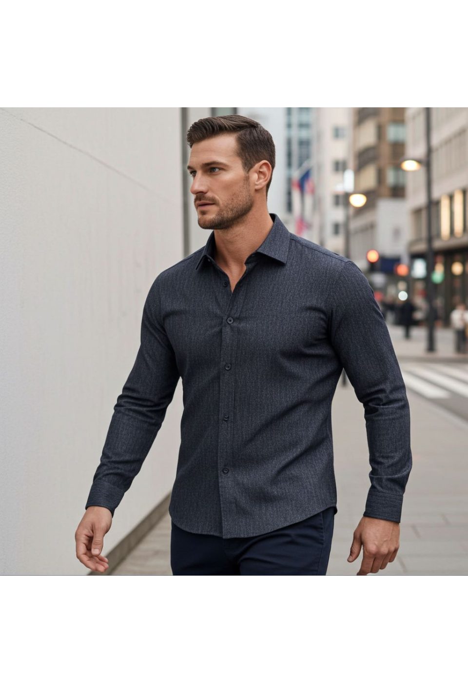 Slim Fit Uzun Kol Desenli Erkek Gömlek 3GMK314110007 - Giovanni Fratelli