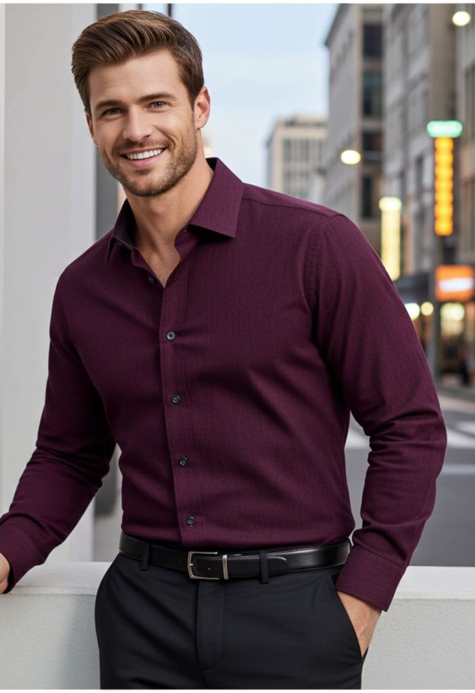 Slim Fit Uzun Kol Desenli Erkek Gömlek 3GMK314110008
