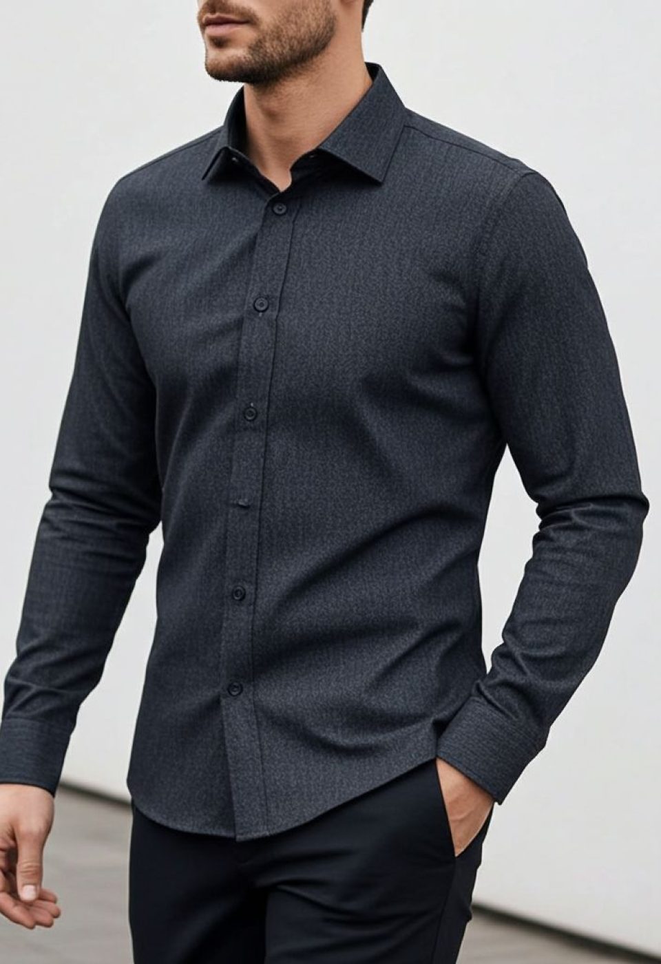 Slim Fit Uzun Kol Desenli Erkek Gömlek 3GMK314110009