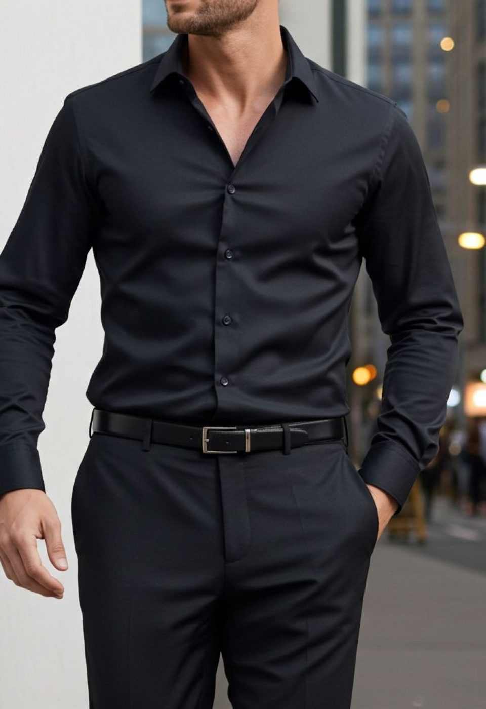 Slim Fit Uzun Kol Düz Renk Rubi Saten Erkek Gömlek 3GMK324201003