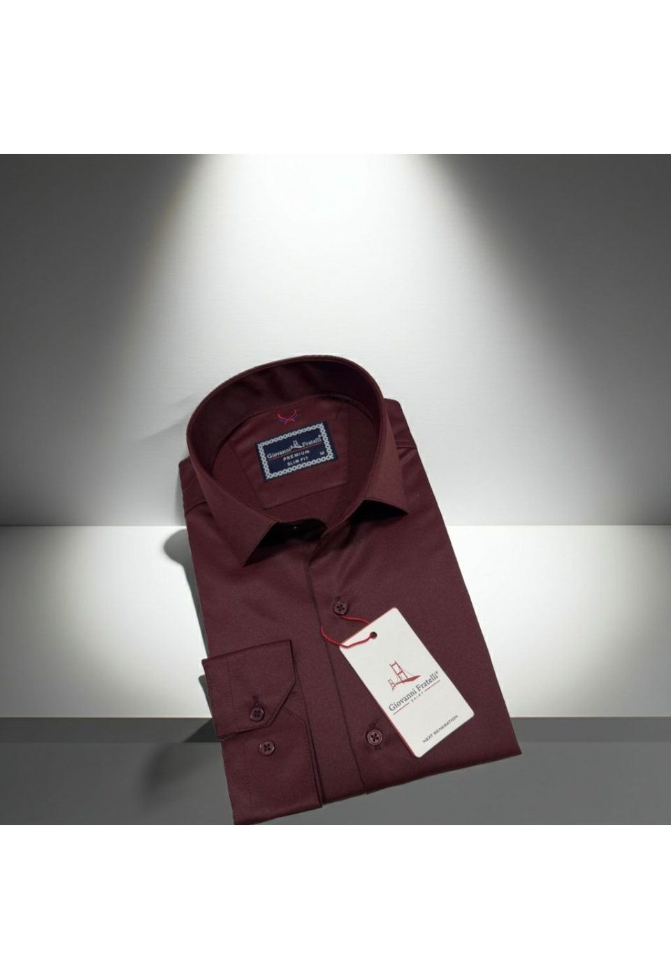 Slim Fit Uzun Kol Düz Renk Rubi Saten Erkek Gömlek 3GMK324201004 - Giovanni Fratelli