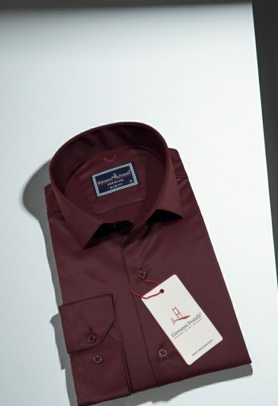 Slim Fit Uzun Kol Düz Renk Rubi Saten Erkek Gömlek 3GMK324201004 - Giovanni Fratelli