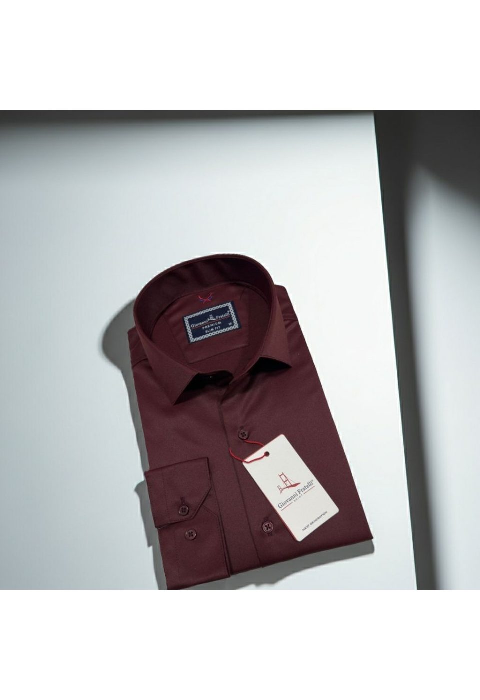 Slim Fit Uzun Kol Düz Renk Rubi Saten Erkek Gömlek 3GMK324201004 - Giovanni Fratelli