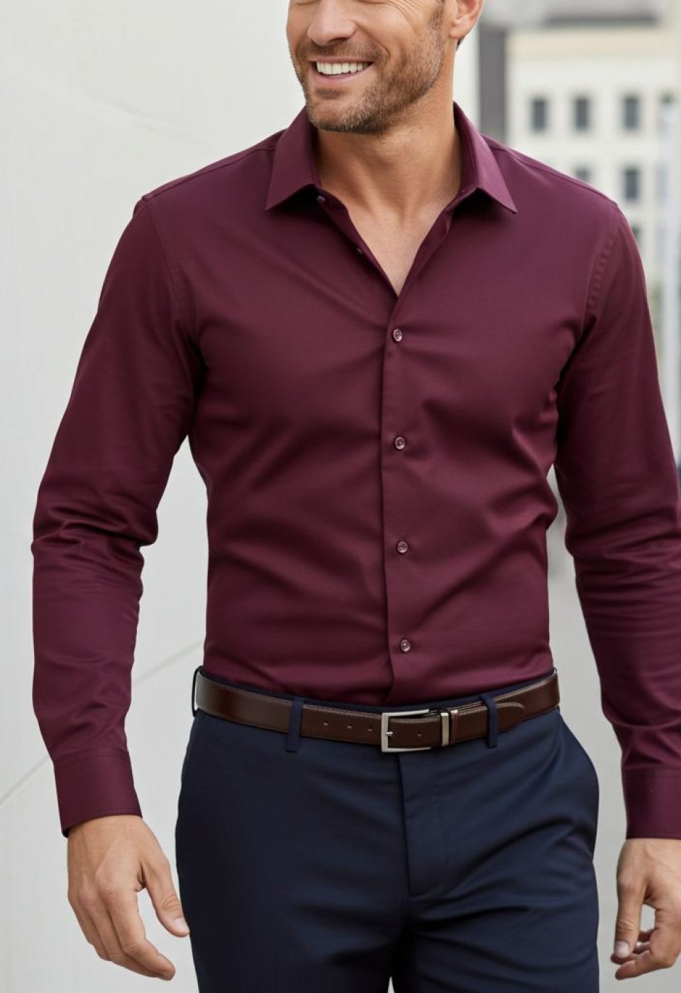 Slim Fit Uzun Kol Düz Renk Rubi Saten Erkek Gömlek 3GMK324201004 - Giovanni Fratelli