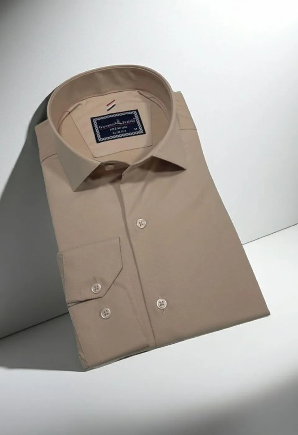 Slim Fit Uzun Kol Düz Renk Rubi Saten Erkek Gömlek 3GMK324201013