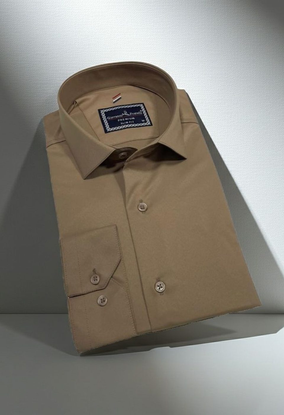 Slim Fit Uzun Kol Düz Renk Rubi Saten Erkek Gömlek 3GMK324201014