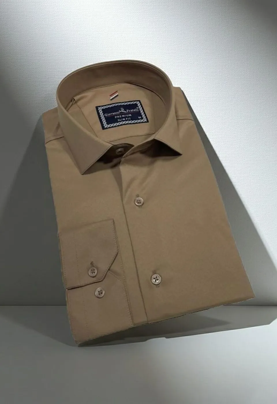 Slim Fit Uzun Kol Düz Renk Rubi Saten Erkek Gömlek 3GMK324201014