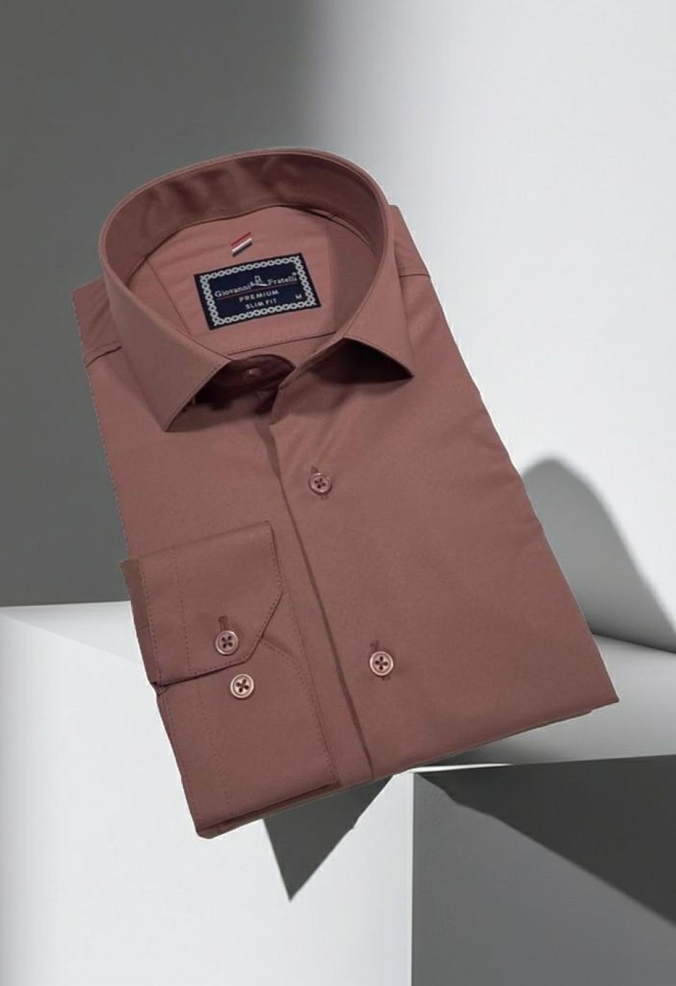 Slim Fit Uzun Kol Düz Renk Rubi Saten Erkek Gömlek 3GMK324201015 - Giovanni Fratelli
