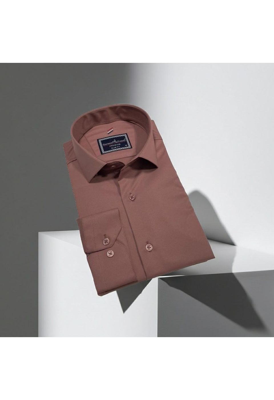 Slim Fit Uzun Kol Düz Renk Rubi Saten Erkek Gömlek 3GMK324201015 - Giovanni Fratelli
