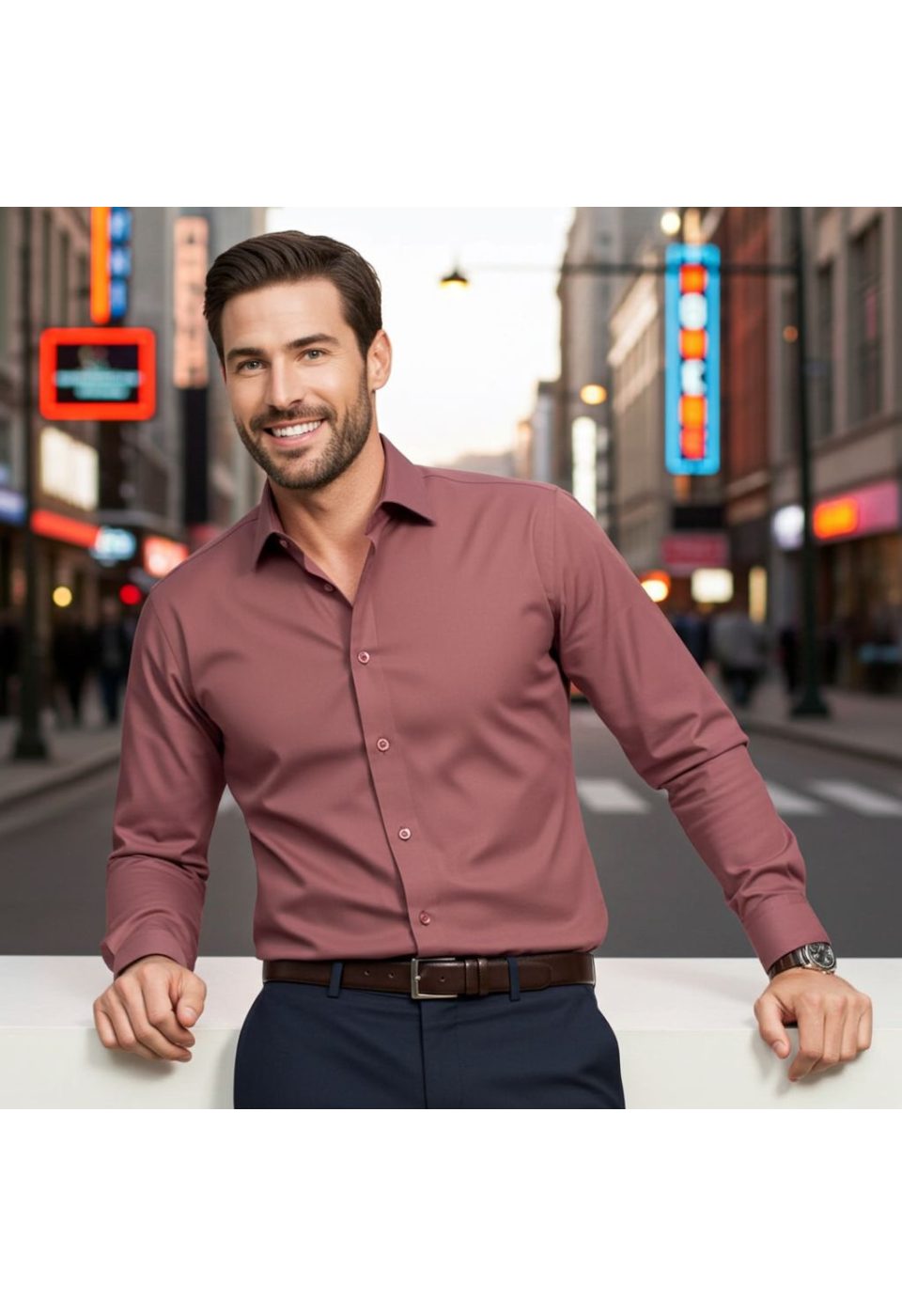 Slim Fit Uzun Kol Düz Renk Rubi Saten Erkek Gömlek 3GMK324201015 - Giovanni Fratelli