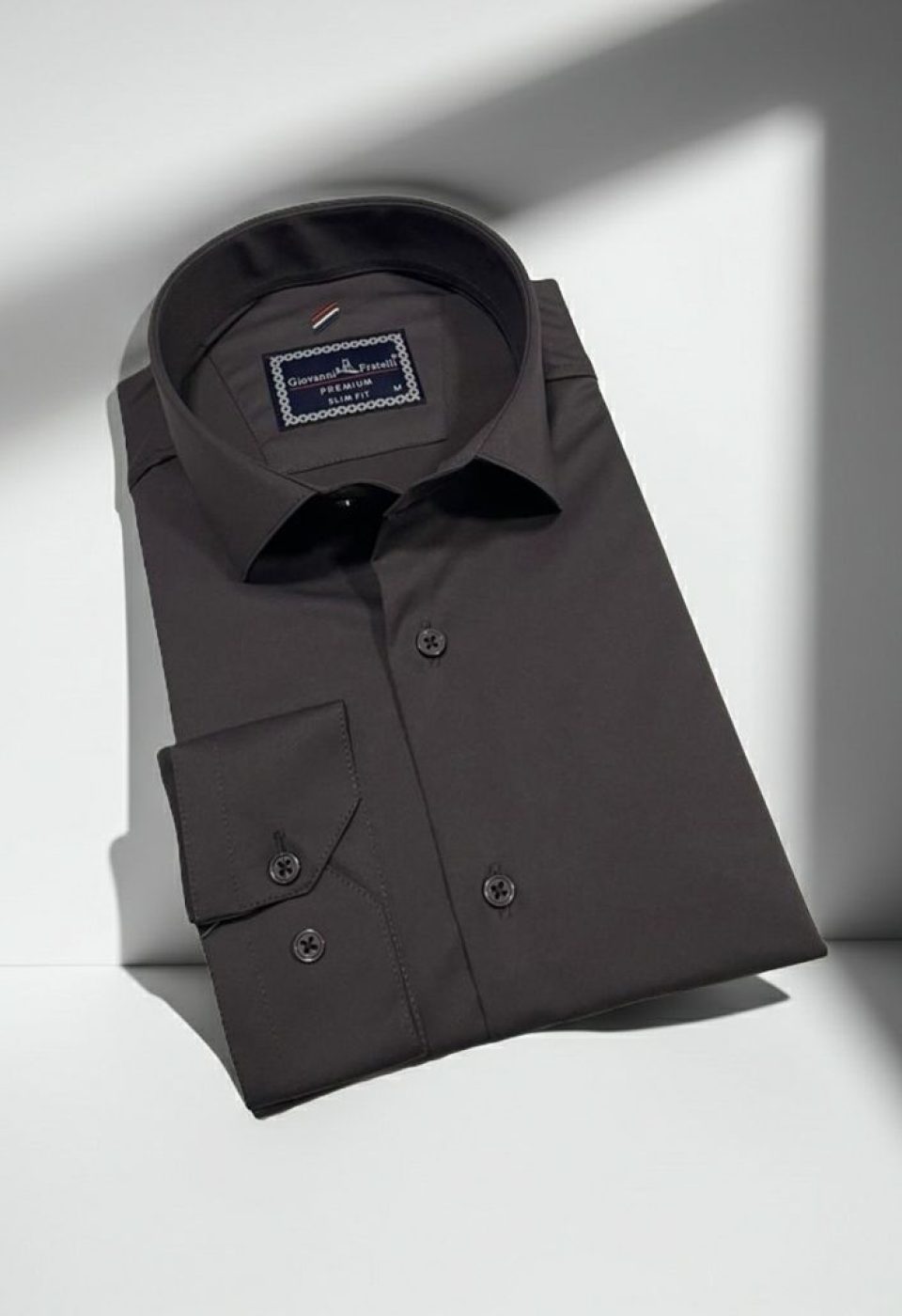 Slim Fit Uzun Kol Düz Renk Rubi Saten Erkek Gömlek 3GMK324201016