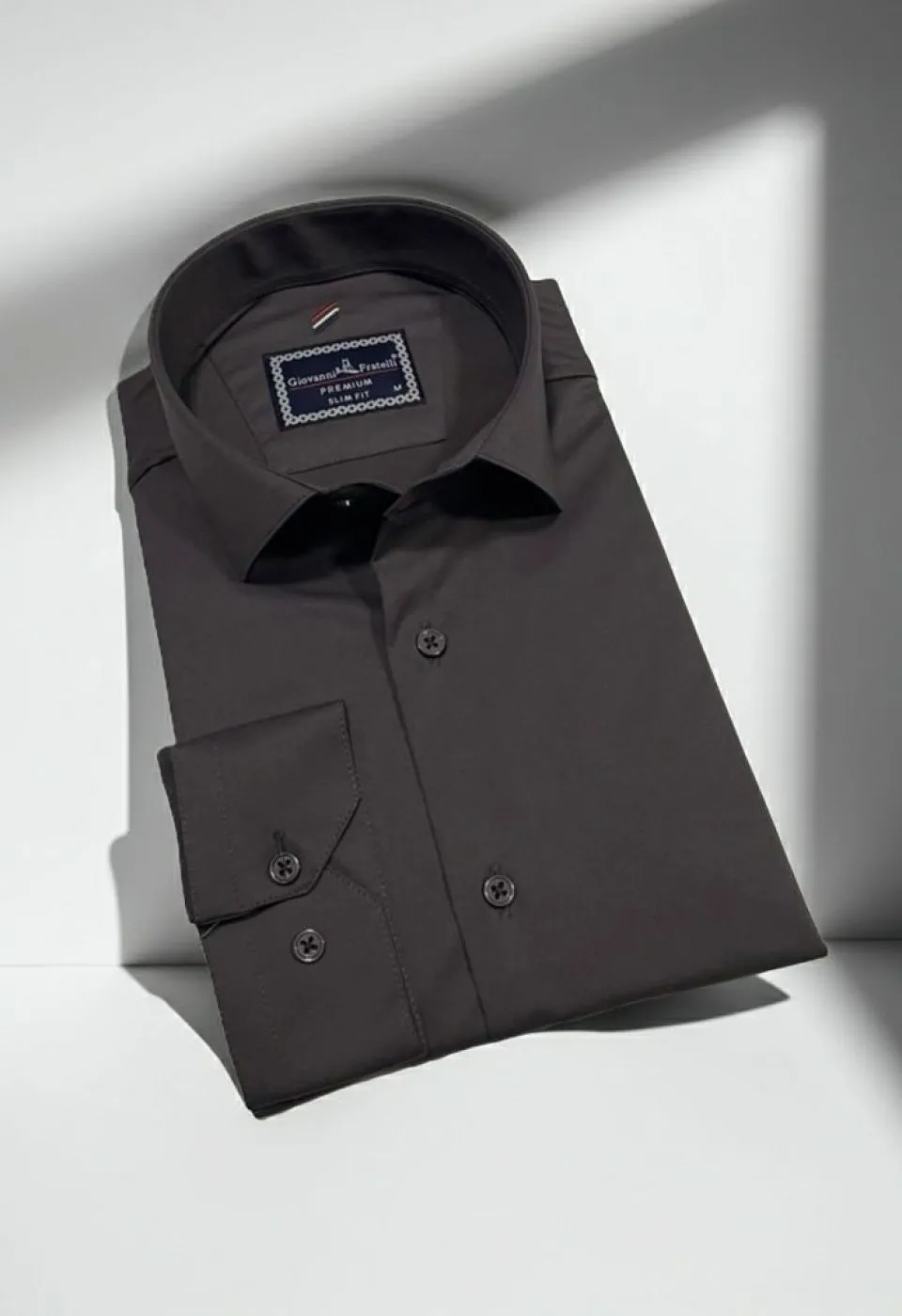 Slim Fit Uzun Kol Düz Renk Rubi Saten Erkek Gömlek 3GMK324201016
