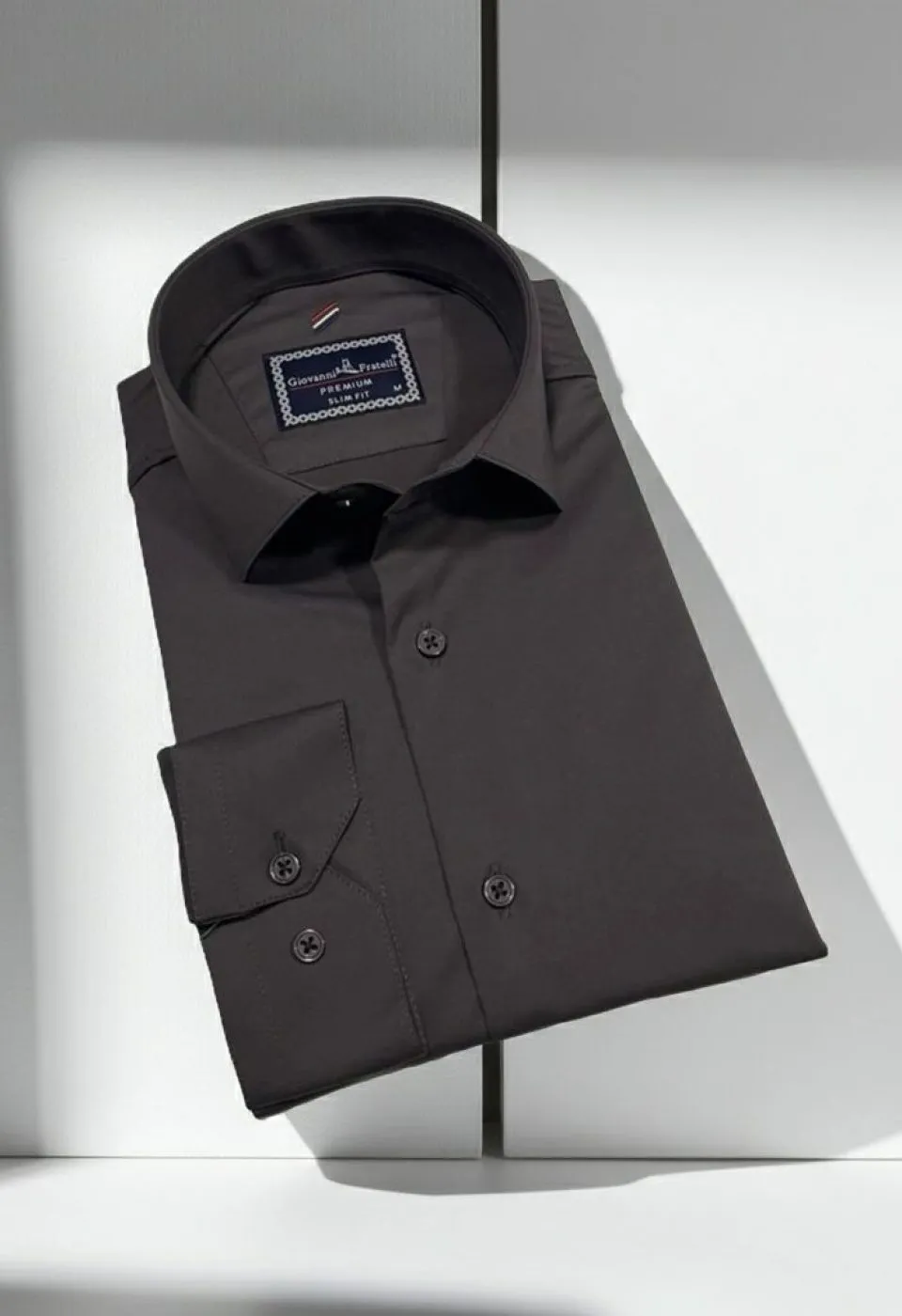 Slim Fit Uzun Kol Düz Renk Rubi Saten Erkek Gömlek 3GMK324201016