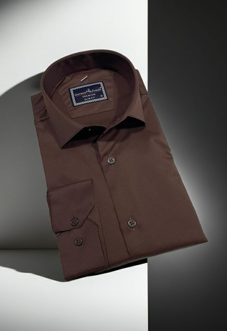 Slim Fit Uzun Kol Düz Renk Rubi Saten Erkek Gömlek 3GMK324201018