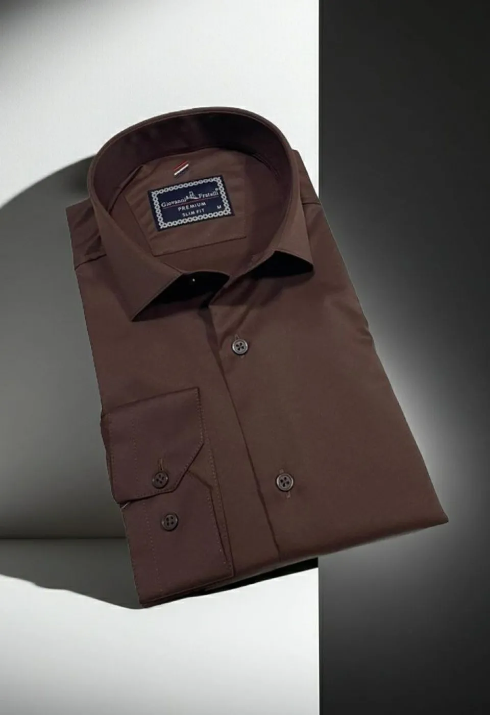 Slim Fit Uzun Kol Düz Renk Rubi Saten Erkek Gömlek 3GMK324201018