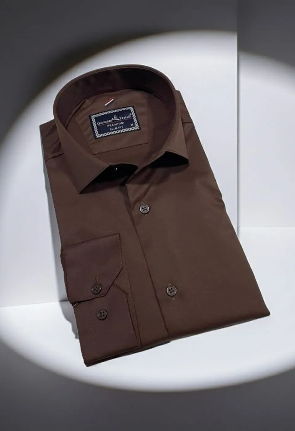 Slim Fit Uzun Kol Düz Renk Rubi Saten Erkek Gömlek 3GMK324201018