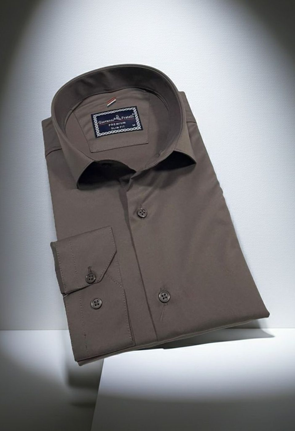 Slim Fit Uzun Kol Düz Renk Rubi Saten Erkek Gömlek 3GMK324201019