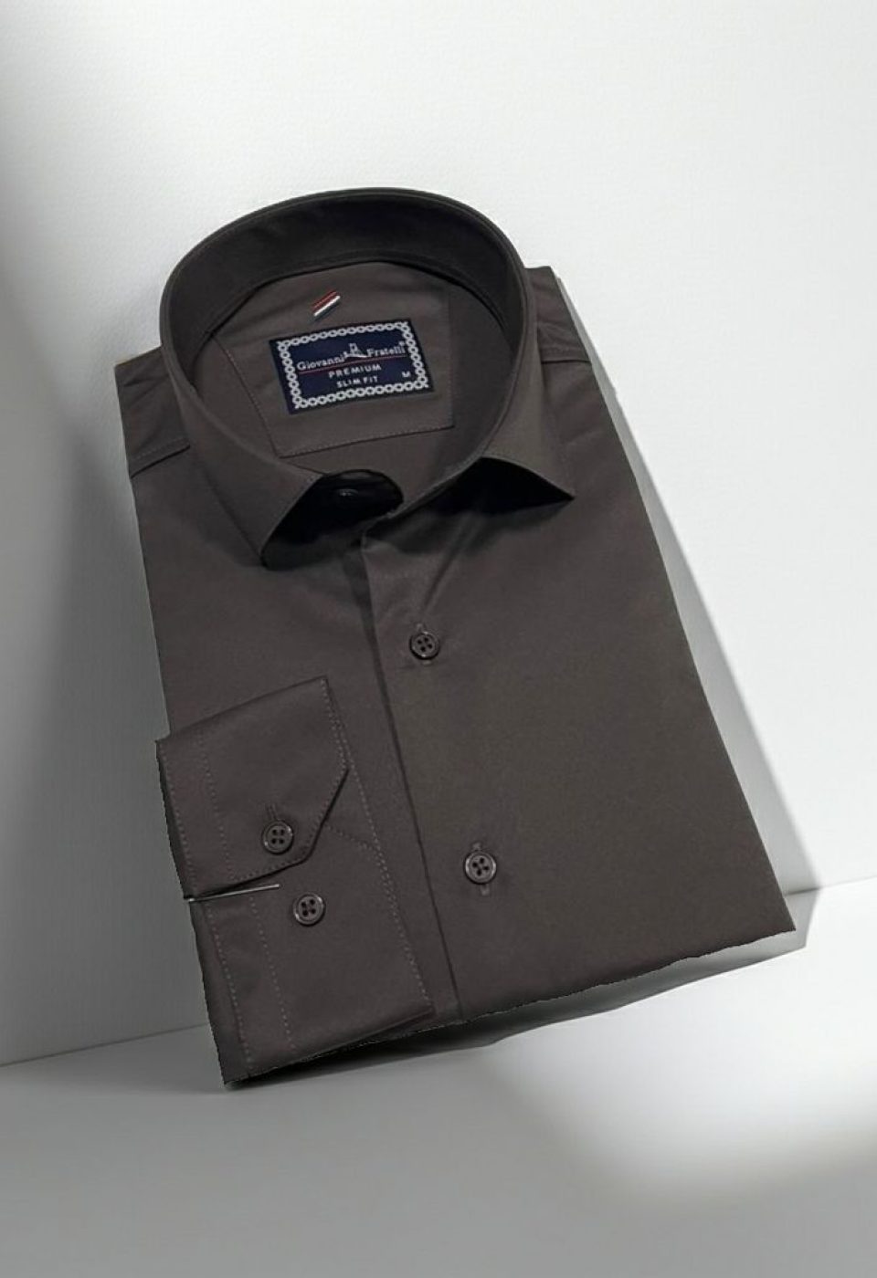 Slim Fit Uzun Kol Düz Renk Rubi Saten Erkek Gömlek 3GMK324201020