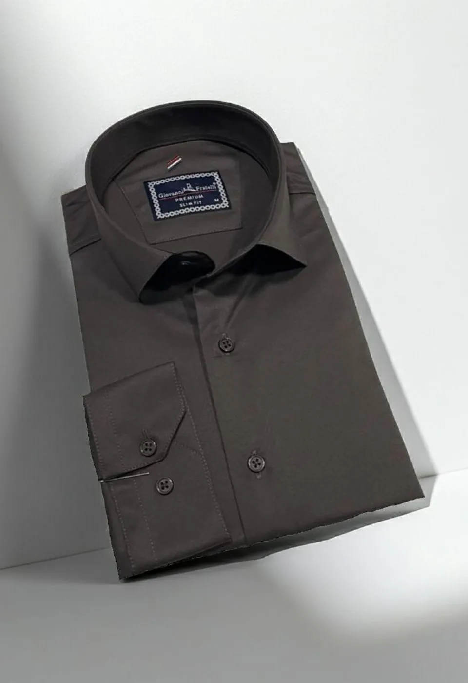 Slim Fit Uzun Kol Düz Renk Rubi Saten Erkek Gömlek 3GMK324201020
