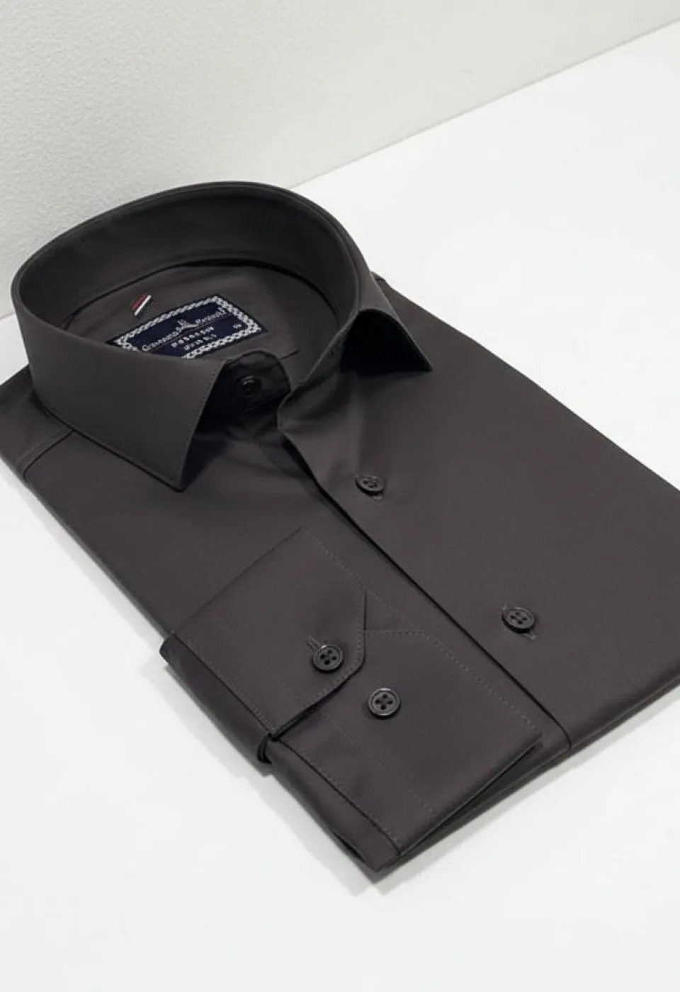 Slim Fit Uzun Kol Düz Renk Rubi Saten Erkek Gömlek 3GMK324201020