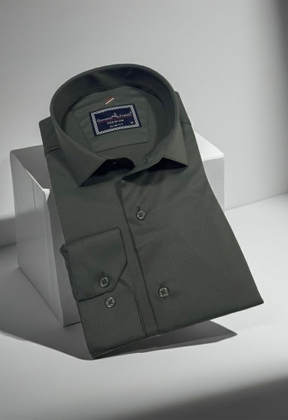Slim Fit Uzun Kol Düz Renk Rubi Saten Erkek Gömlek 3GMK324201007