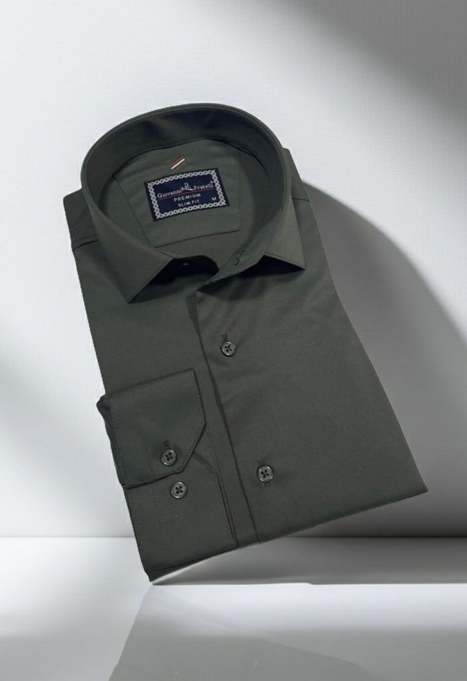 Slim Fit Uzun Kol Düz Renk Rubi Saten Erkek Gömlek 3GMK324201007