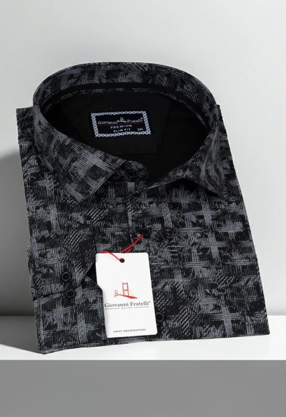 Büyük Beden Slim Fit Uzun Kol Desenli Erkek Gömlek 4GMK325001003