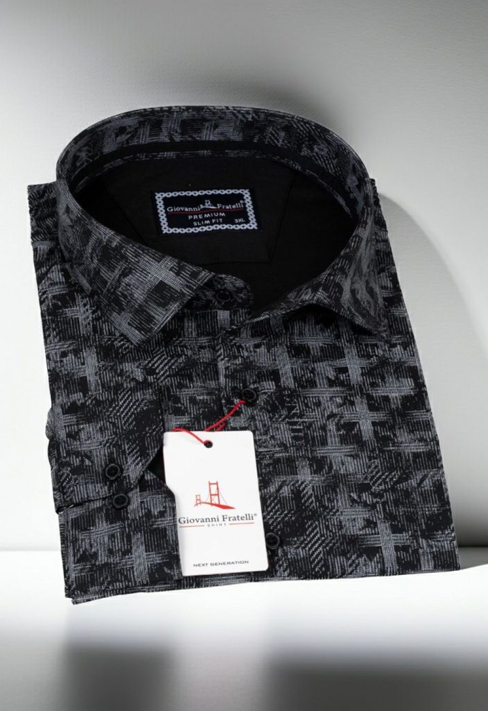 Büyük Beden Slim Fit Uzun Kol Desenli Erkek Gömlek 4GMK325001003