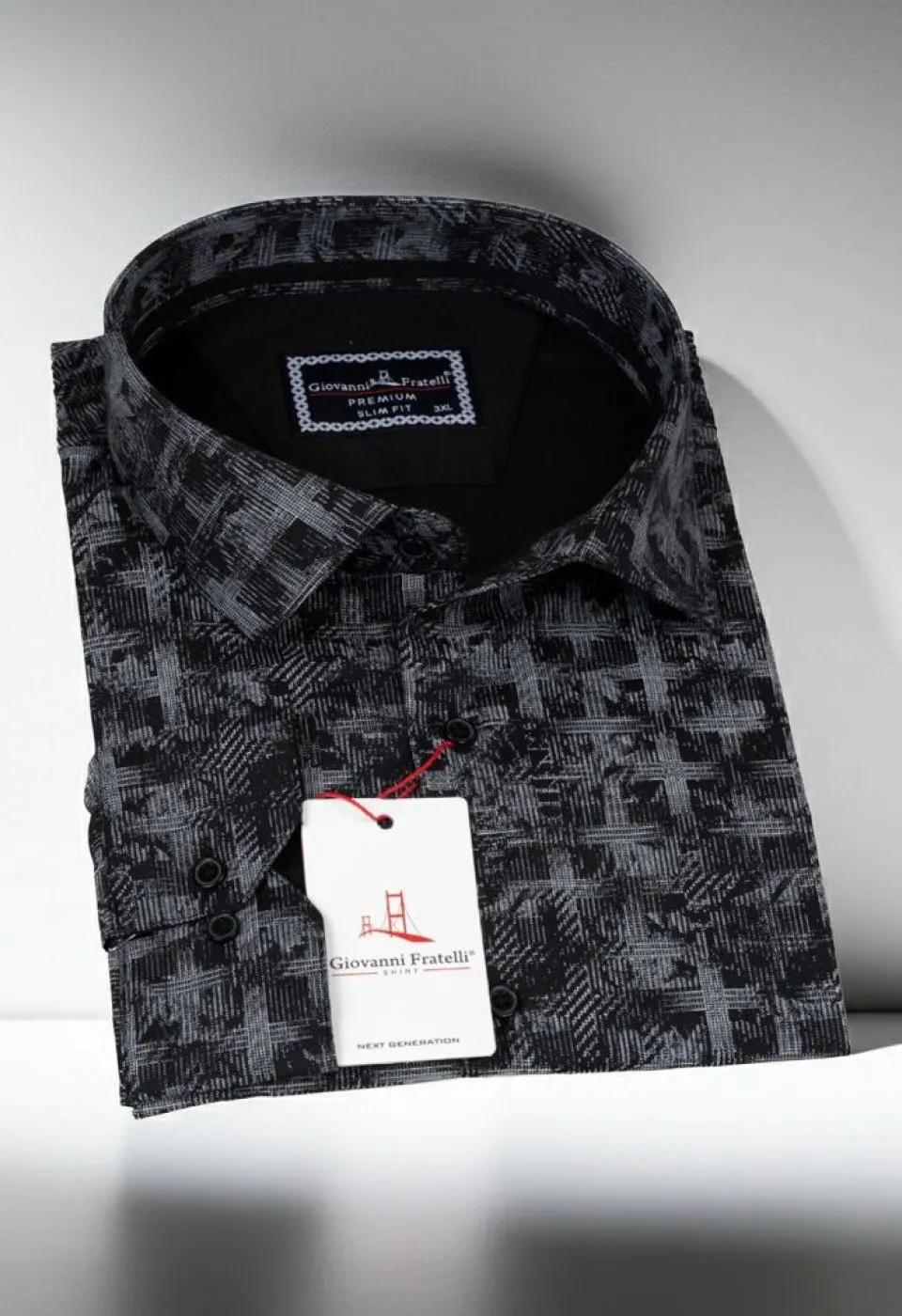 Büyük Beden Slim Fit Uzun Kol Desenli Erkek Gömlek 4GMK325001003
