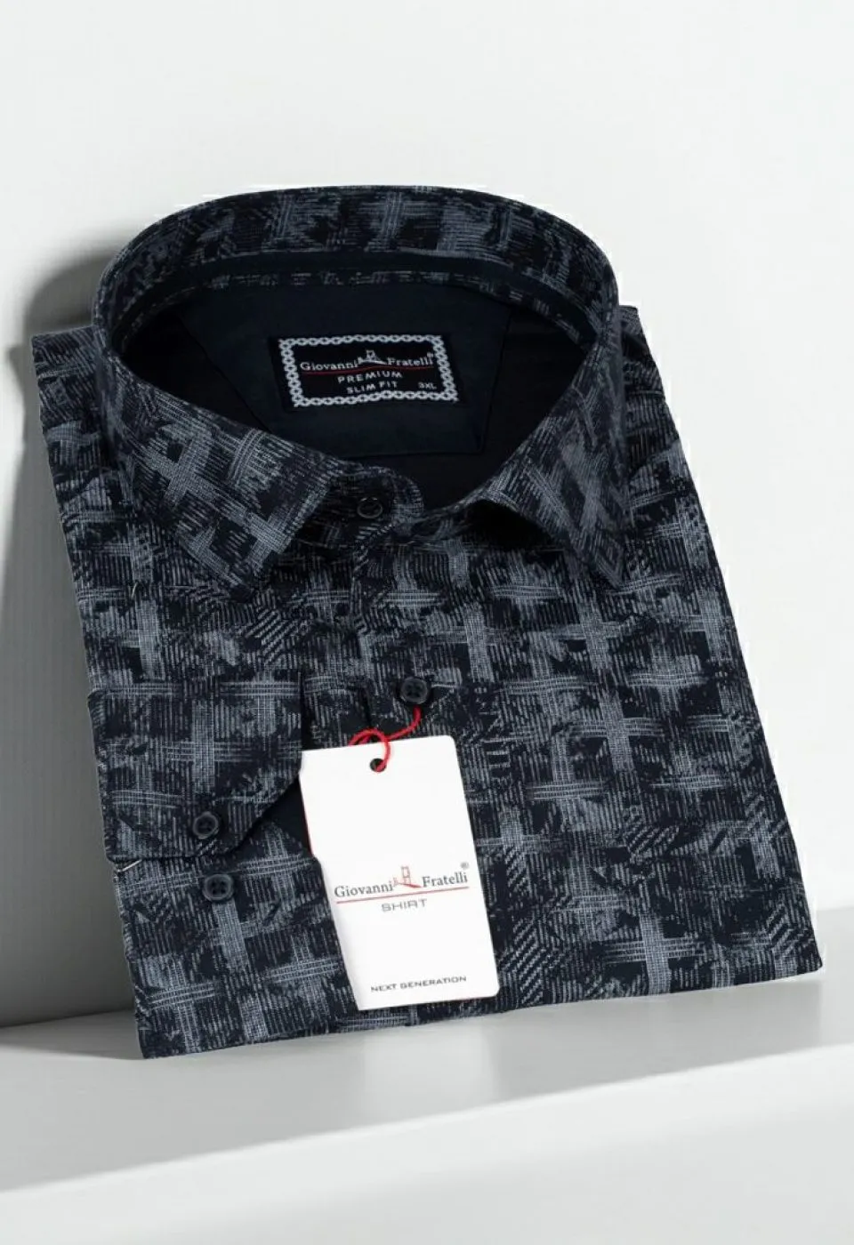 Büyük Beden Slim Fit Uzun Kol Desenli Erkek Gömlek 4GMK325001004