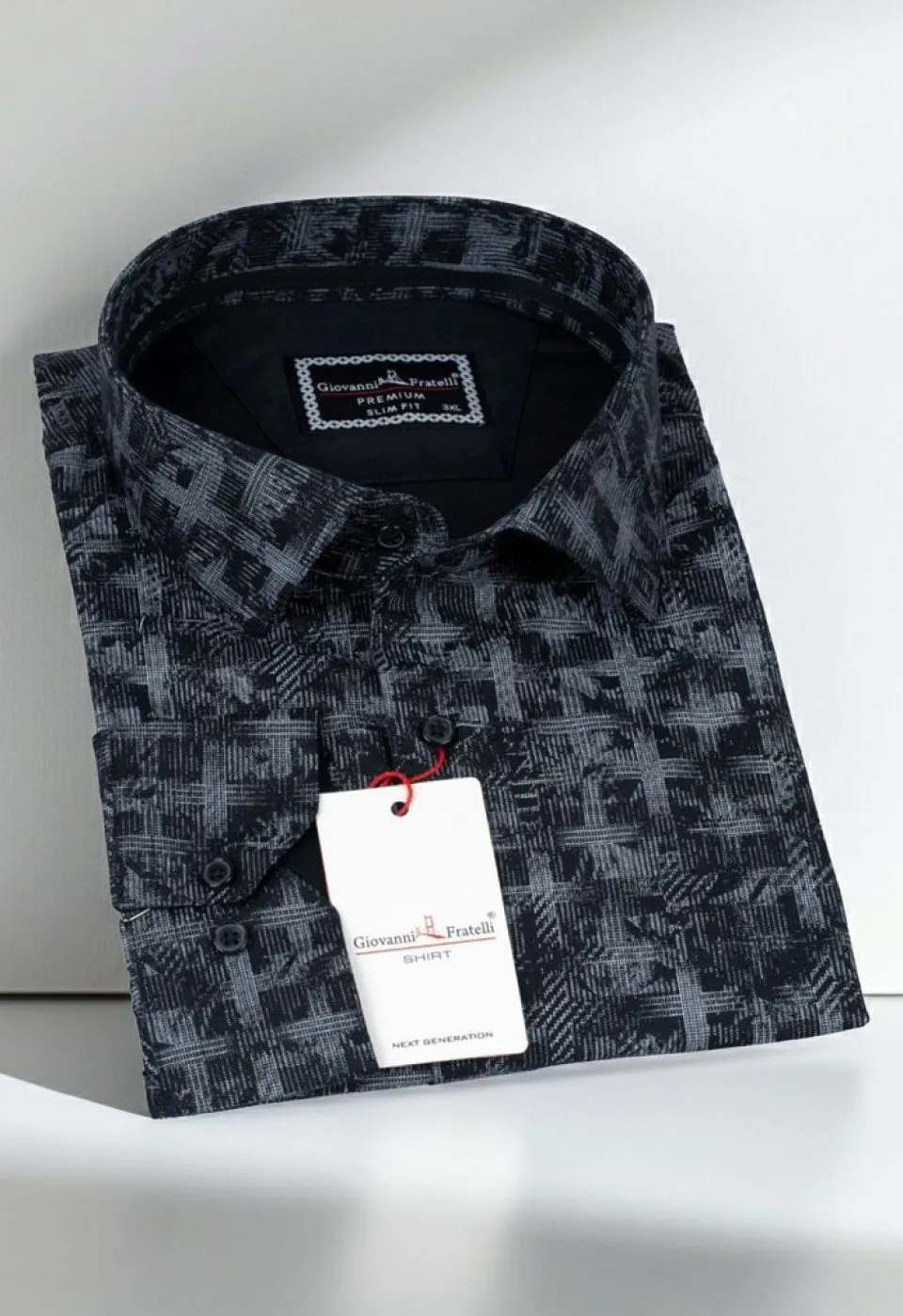 Büyük Beden Slim Fit Uzun Kol Desenli Erkek Gömlek 4GMK325001004