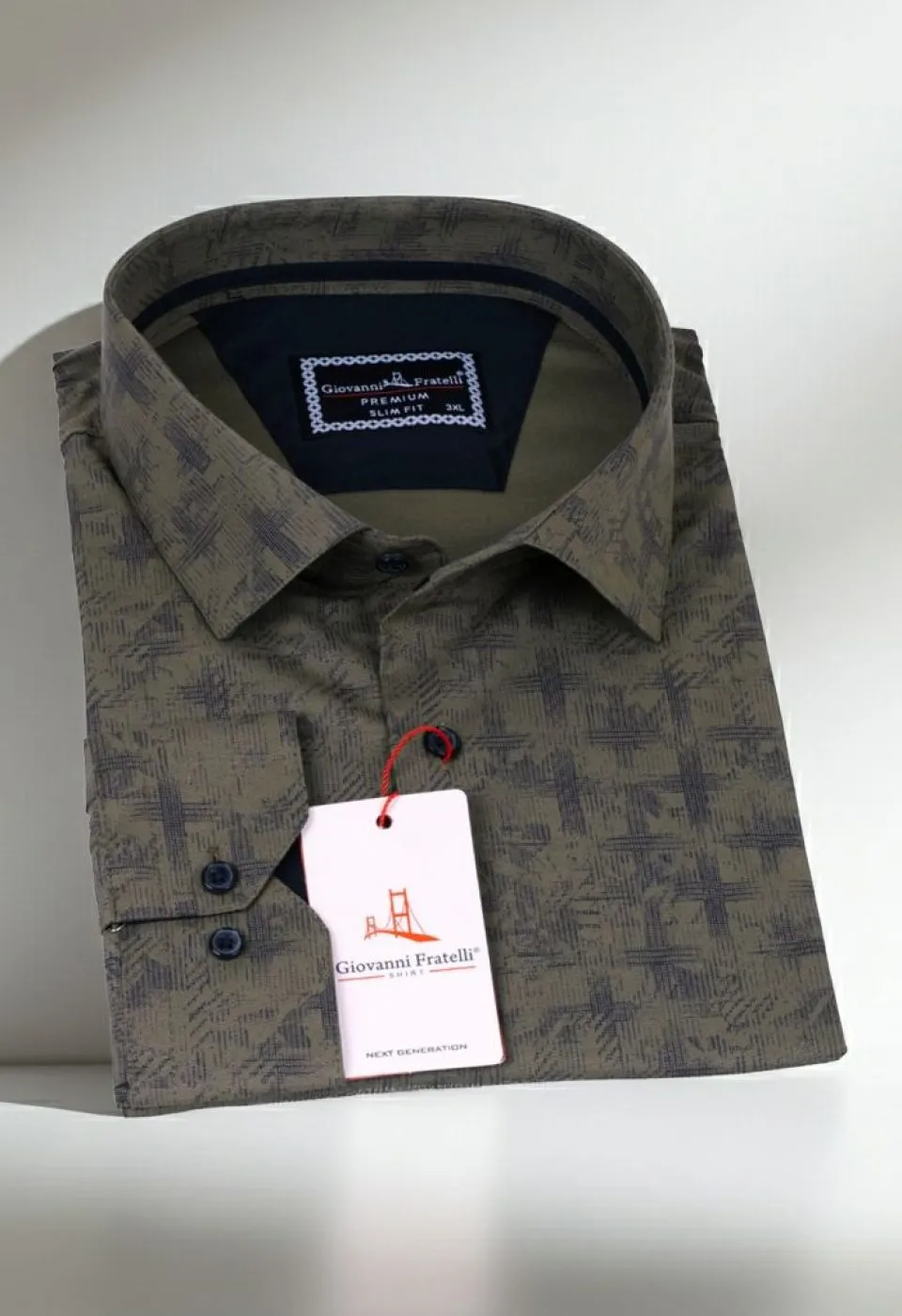 Büyük Beden Slim Fit Uzun Kol Desenli Erkek Gömlek 4GMK325001006