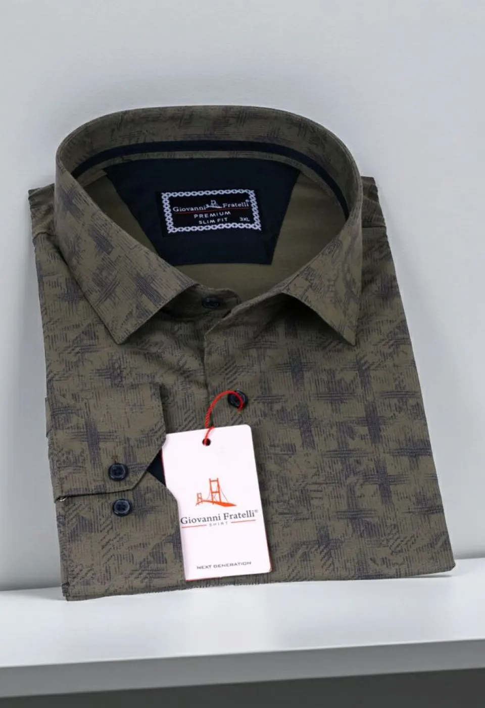 Büyük Beden Slim Fit Uzun Kol Desenli Erkek Gömlek 4GMK325001006