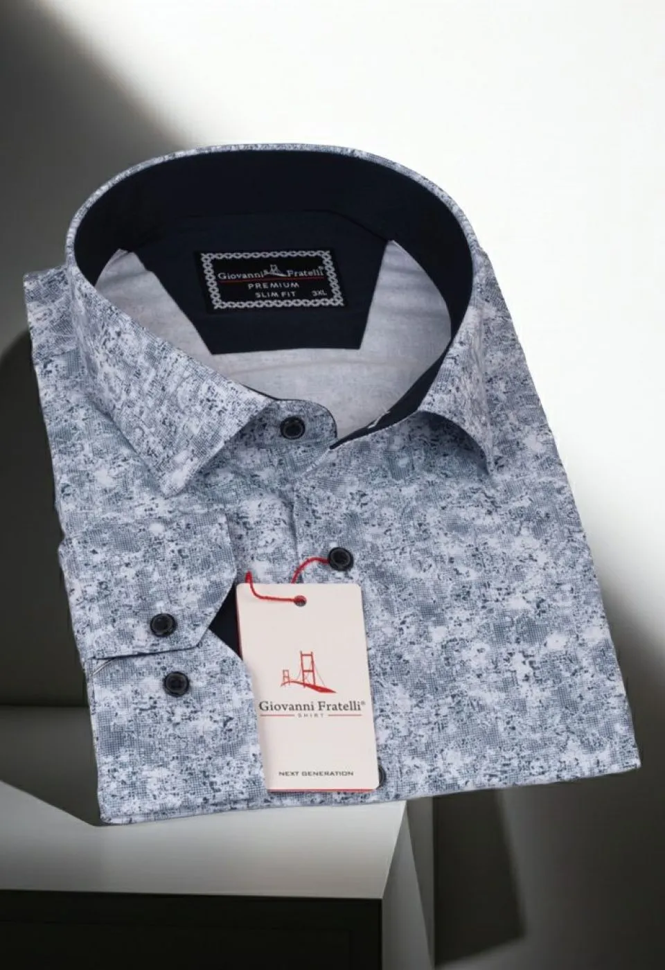 5002 BT CR KOT 001 Büyük Beden Slim Fit Uzun Kol Desenli Erkek Gömlek 4GMK325002001 - Giovanni Fratelli