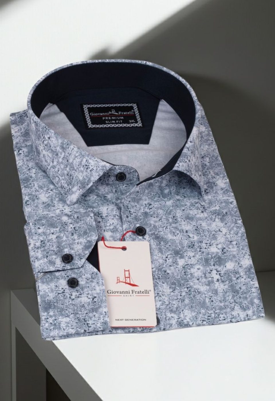 Büyük Beden Slim Fit Uzun Kol Desenli Erkek Gömlek 4GMK325002001